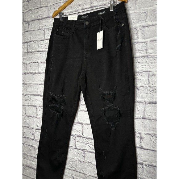 Judy Blue Size 15 / 32 Black High Rise Boyfriend Jeans Distressed JB82161BK NEW - Picture 2 of 6
